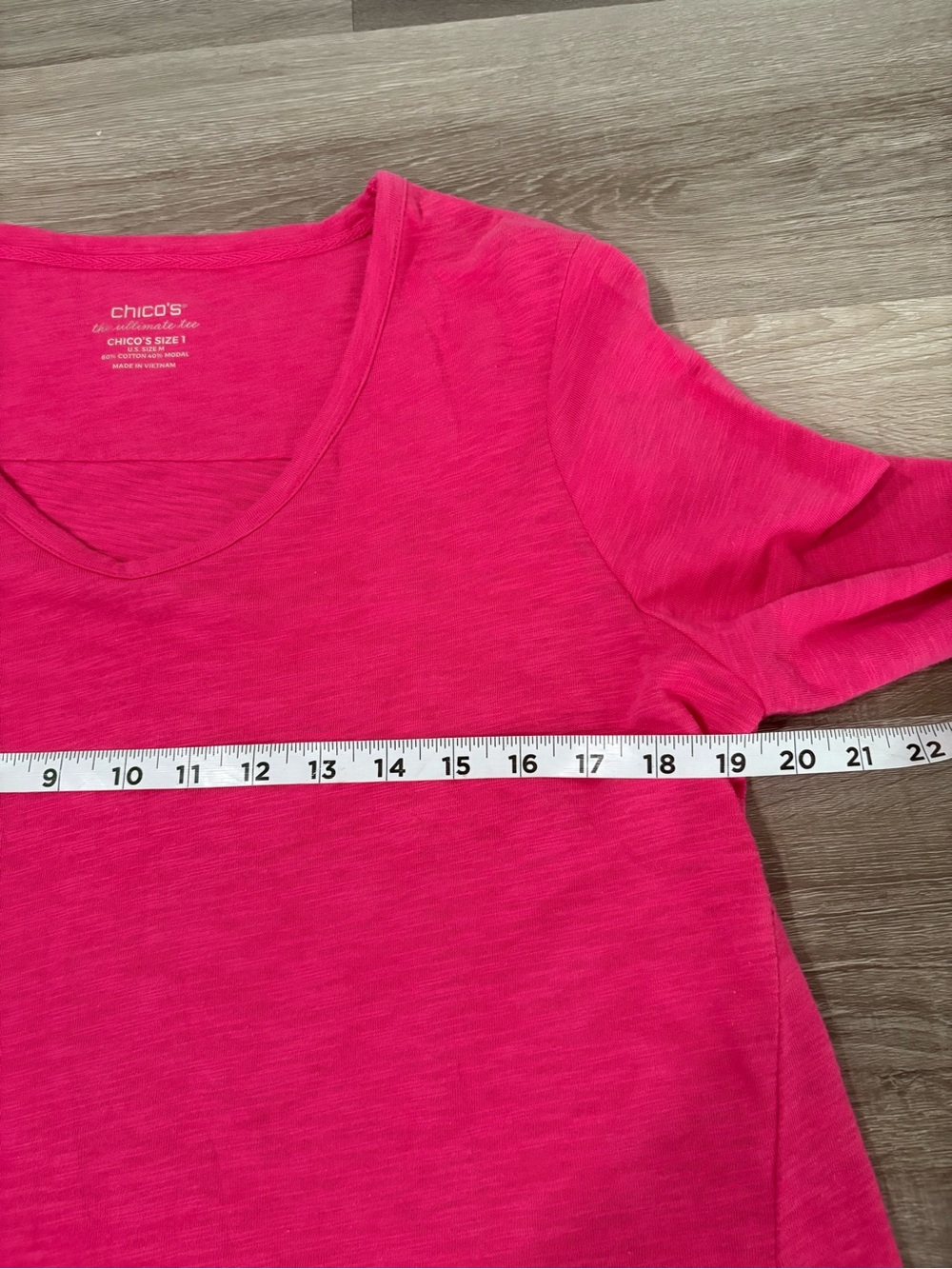 Chicos “The Ultimate Tee”  Pink V-Neck 3/4 Sleeve Women's Top - Picture 6 of 7